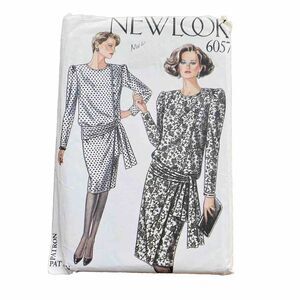 NEW LOOK Sewing Pattern #6057 Drop Waist Dress Classic 1980s Sizes 8-18 UNCUT
